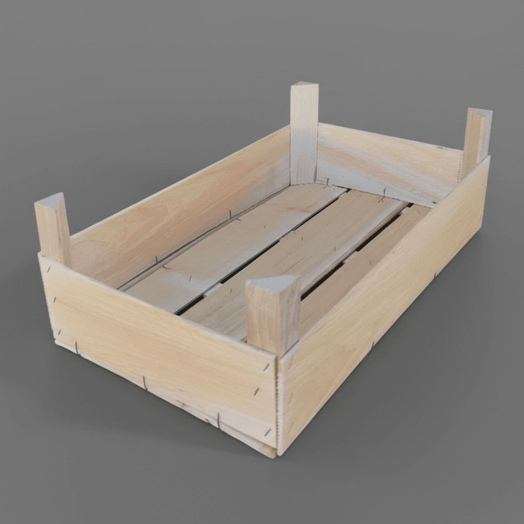 Caisse en bois avec prunes prêtes à l’export